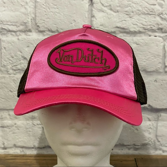 VON DUTCH Kustommade Originals NWOT Pink Satin Trucker Snapback Hat Cap - Picture 4 of 10